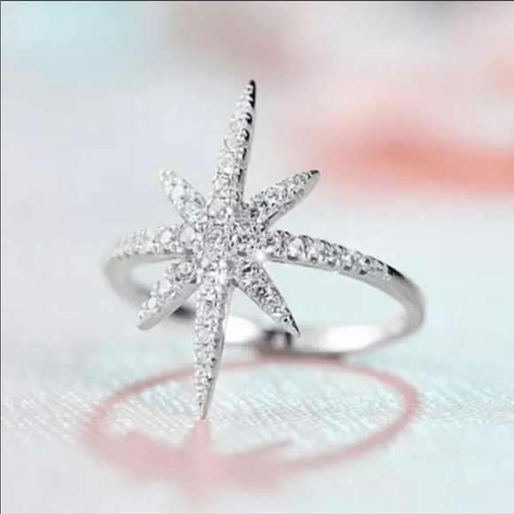 ¥ NEW 18K White Gold Diamond Shooting Star Ring - Picture 4 of 7